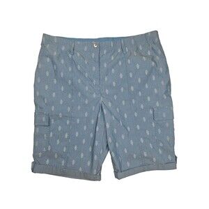 Chico’s Fitigues Comfort Waist Shorts Modern Foulard Indigo Blue Sz 2.5 / 14